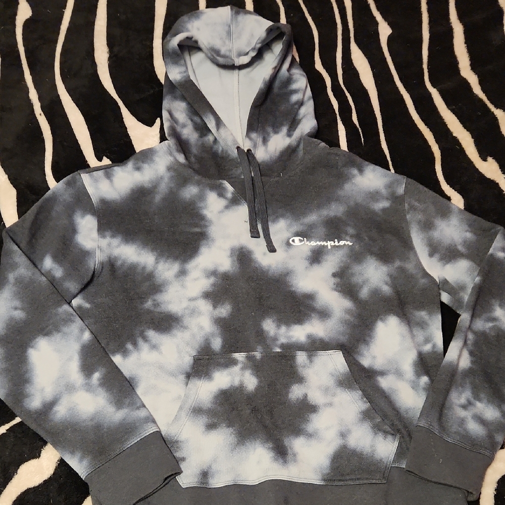 Champion Tie-Dye Hoodie in Black & White